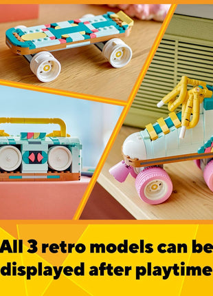 LEGO Creator 3 in 1 Retro Roller Skate Building Kit, Transforms from Roller Skate Toy to Mini Skateboard to Boom Box Radio, Birthday Gift for Skaters, Cool Toy for Boys and Girls Ages 8 and Up, 31148