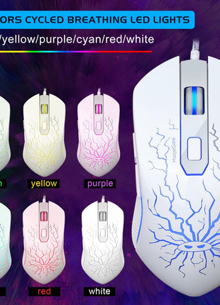 Gaming Keyboard and Mouse Combo, K1 RGB LED Backlit Keyboard with 104 Key for PC/Laptop(White)