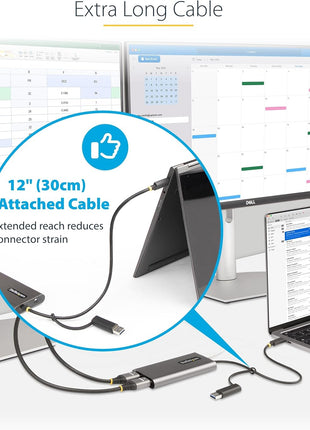 StarTech.com USB-C to Dual-HDMI Adapter, USB-C/A to 2X HDMI Converter, 4K 60Hz, 100W PD Pass-Through, Win/Mac, TAA