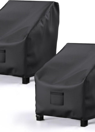 Patio Chair Covers for Outdoor Furniture Waterproof 2 Pack, Lawn Chair Covers 600D Heavy Duty Oxford Cloth, Large Covers for Lounge Lawn Deep Seat Black 38 inch W x 31 inch D x 29 inch H