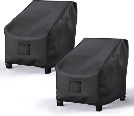 Patio Chair Covers for Outdoor Furniture Waterproof 2 Pack, Lawn Chair Covers 600D Heavy Duty Oxford Cloth, Large Covers for Lounge Lawn Deep Seat Black 38 inch W x 31 inch D x 29 inch H