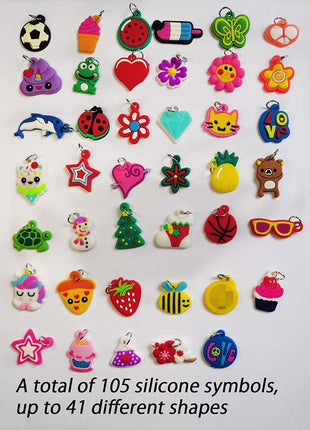 Rubber Loom Band Charm, Silicone Bracelet Charms,Loom Rubber Bands Charms,Bracelet Pendant, 105pcs