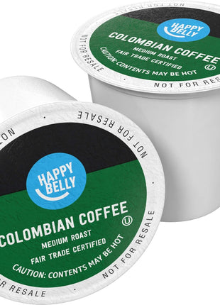 Happy Belly Medium Roast Coffee Pods, Colombian, Compatible with Keurig 2.0 K Cup Brewers, 100 Count