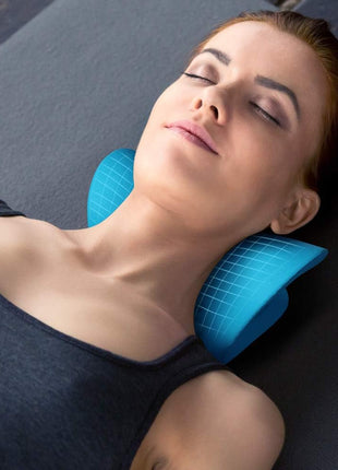 RESTCLOUD Neck and Shoulder Relaxer, Cervical Traction Device for TMJ Pain Relief and Cervical Spine Alignment, Chiropractic Pillow Neck Stretcher (Blue)