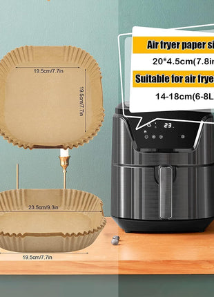 Air Fryer Paper Liners, 125PCS Non stick Disposable Liners, Baking Paper for Air Fryer Oil proof, Water proof, Food Grade Parchment for Baking Roasting Microwave (8inch Square)