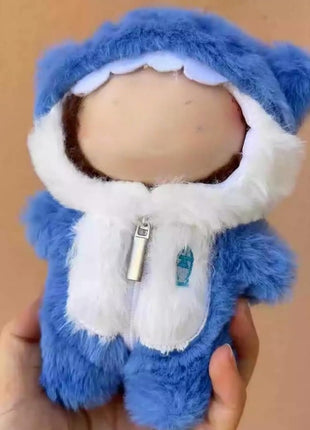 Clothes for labubu Dolls - Cute Shark Outfit for 6.7 Inch (17cm) 1-Piece Marine-Themed Costume Accessory, Friends (Doll Not Included) - Perfect for Collectors and Dress-Up (No Doll) (Blue)