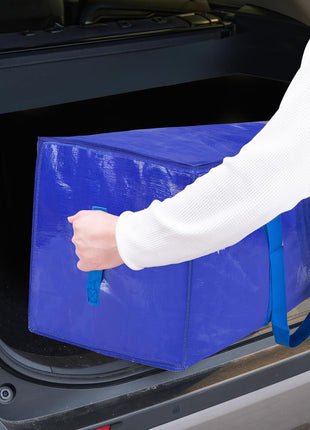 TICONN 6 Pack Extra Large Moving Bags Heavy Duty with Zippers & Carrying Handles, Durable Storage Bags Moving Boxes for Closet Organizers and Storage (6 Pack, Blue)