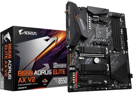 GIGABYTE B550 AORUS Elite AX V2 AMD AM4 ATX Motherboard, Supports Ryzen 5000/4000/3000 Processors, DDR4, 12+2 Power Phase, 2X M.2, PCIe 4.0, Front USB-C, WIFI6, 2.5 GbE LAN, Q-Flash Plus, RGB Fusion