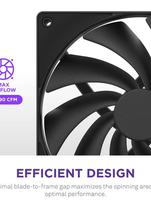NZXT F140Q - 140mm Quiet Airflow PC Case Fan - Black | 140mm quiet fan for intake or exhaust. Chamfered frame for consistent airflow and low-noise operation.