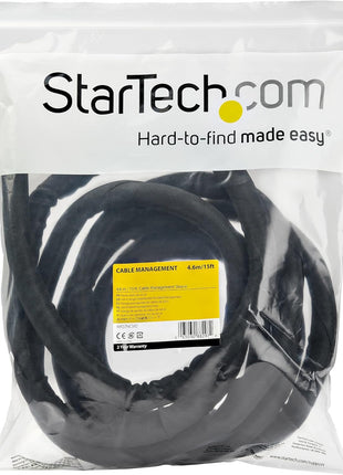 StarTech.com 15' (4.6m) Cable Management Sleeve - Flexible Coiled Cable Wrap - 1.0-1.5 inch Dia. Expandable Sleeve - Polyester Cord Manager/Protector/Concealer - Black Trimmable Cable Organizer
