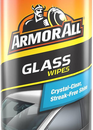 Armor All Car Glass Wipes, Auto Glass Cleaner for Film and Grime, 30 Count