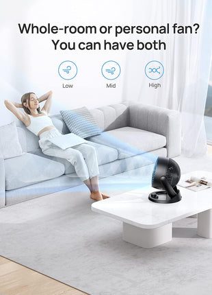 DREO Fan for Bedroom, 12 Inches, 70ft Powerful Airflow, 25db Quiet Table Air Circulator Fans for Whole Room, 120° Adjustable Tilt, 3 Speeds, Desktop Fan for Home, Office, Kitchen