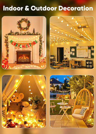 Minetom Globe String Lights, 33 Feet 100 Led Fairy Lights Plug in, 8 Modes with Remote Mini Globe Lights for Indoor Outdoor Bedroom Party Wedding Garden Christmas Tree Decor, Warm White