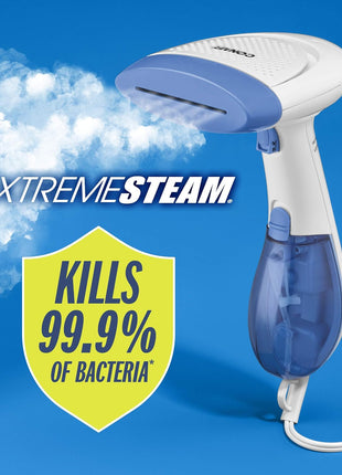 Conair Handheld Garment Steamer for Clothes, ExtremeSteam 1200W, Portable Handheld Design,White/Blue