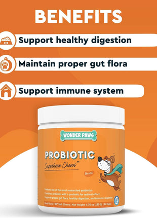 Probiotic Superhero Chews Plus Heart + Vitality Chews - for Dog's Gut Health, Digestion, Immune Support, Heart Health & Circulation - Probiotic 90 Chews - Heart + Vitality 90 Chews