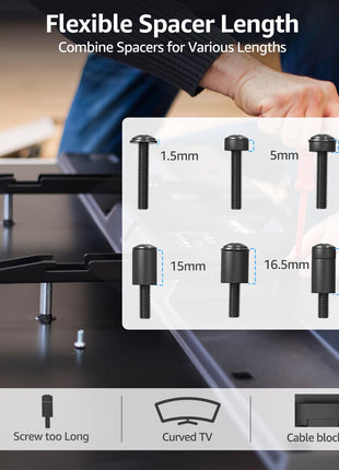 MOUNTUP Universal TV Mounting Hardware Kit Fits Most LED LCD OLED 4K TVs, Includes M4 M5 M6 M8 TV Screws, Spacers, Washers for TVs/Monitor Mounting up to 80 inches, MU0041
