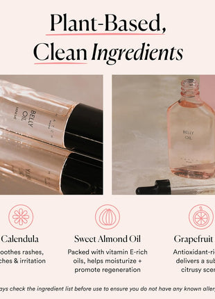 HATCH Belly Oil, Pregnancy & Postpartum Skincare for Stretch Marks | Intensely Hydrating, Quick-Drying & Soothing for Full Body Use, Vegan, Clean & Plant-Based
