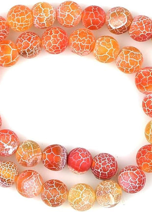 MJDCB Natural Orange Frosted Agate Round Stone Beads for Jewelry Making DIY Bracelets Necklaces (8mm)