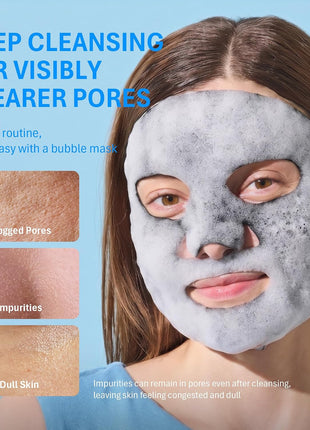 Purederm Charcoal Bubble Face Mask, Deep Cleansing and Purifying for Pore Minimizing and Detox, Korean Skincare for Combination and Oily Skin (10 Pack)