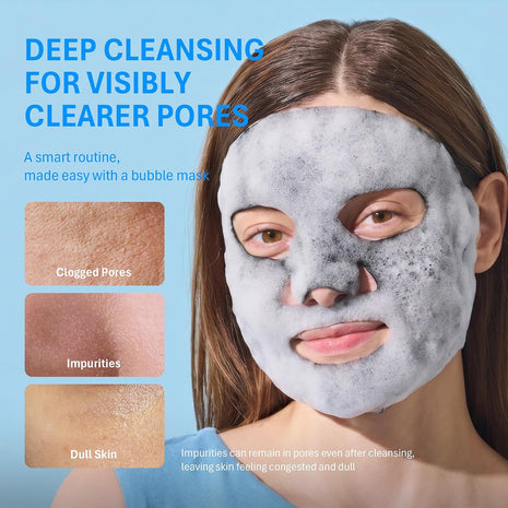 Purederm Charcoal Bubble Face Mask, Deep Cleansing and Purifying for Pore Minimizing and Detox, Korean Skincare for Combination and Oily Skin (10 Pack)