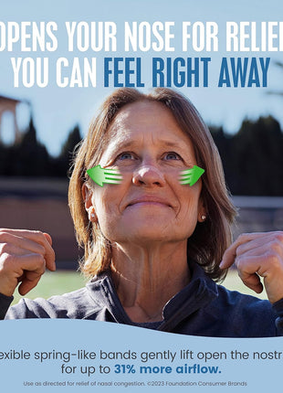 Breathe Right Nasal Strips, Extra Strength, Nasal Congestion, Clear, 44ct | Opens nose and increases nasal airflow, helps relieve nasal congestion for better breathing, drug-free, use anytime, anywhere