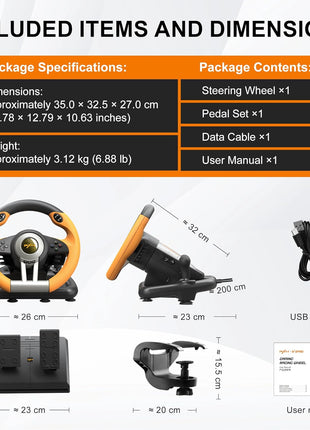 PXN V3 Pro Gaming Steering Wheel with Pedals | Dual Motor Vibration Feedback, Beginner Sim Racing Wheel for PC, PS4, Xbox Series S, Xbox Series X, Xbox One and Switch