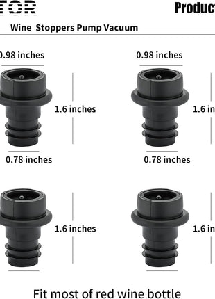 WOTOR Wine Stoppers Vacuum, Silicone Wine Saver & Preserver, Reusable Bottle Sealer, Keep Fresh (Black, 12 Pieces)