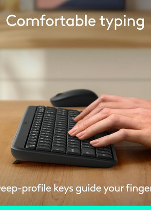 Logitech MK250 Compact Bluetooth Wireless Keyboard and Mouse Combo - Rose | Bluetooth connection only, compact keyboard with number pad, small ambidextrous M196 mouse with 3 non-customizable buttons