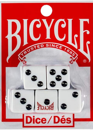Bicycle 5 Dice Set Six Sided D6 Standard Game White Black 16 mm | lawn-game-equipment