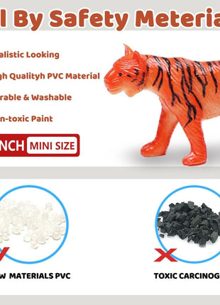 54 Piece Animal Figures for Kids, Safari Jungle Animal Figurines | Realistic animal figures for sensory bins, school learning, jungle party favors, cupcake toppers, classroom rewards