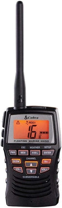 Cobra VHF Marine Radio - MR HH150 FLT - 3 Watt, Floating, Long Range, Handheld, NOAA, International, Waterproof, Submersible, Weather Alerts, LCD Screen, Belt Clip