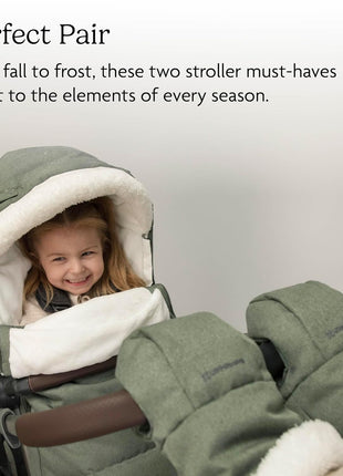 UPPAbaby Cozy V2 Bundle, Includes CozyGanoosh 2-in-1 Seasonal Footmuff and CozyHandmuff, Easily Attaches to Stroller, Ultra-Plush Zip-Out Liner, Weather-Repellent - Evelyn (Meadow Green)