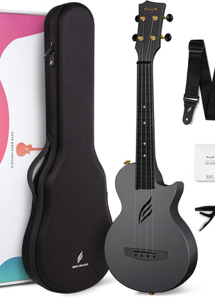Enya Nova U Concert Ukulele 23" Carbon Fiber – Waterproof Travel Ukulele for Beginners & Adult, Lightweight Durable Body with Beginner Kit (Case, Strap, Capo, Strings)