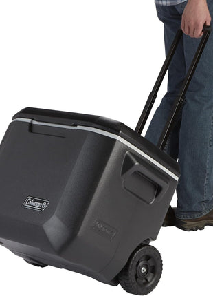 Coleman Xtreme 50qt Rolling Cooler with Wheels, Extra-Walled Insulation Keeps Ice up to 5 Days, Portable Wheeled Hard Chiller
