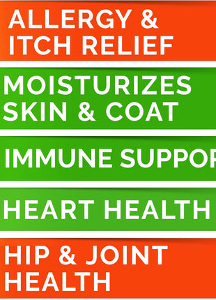 Omega 3 + Glucosamine Dogs Bundle - Allergy & Itch Relief Skin&Coat Supplement - Omega 3 & Pumpkin + Chondroitin, MSM - Dry Itchy Skin, Hot Spots Treatment + Hip & Joint Care - 300 Chews - Made in USA