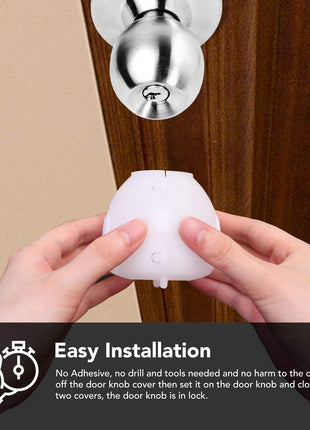Mom's Choice Gold Awards Winner - EUDEMON 4 Pack Baby Safety Door Knob Covers Door Knob Locks(not suit for all door knobs)