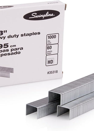 Swingline Staples, Heavy Duty, 3/8 inch Length, 60 Sheet Capacity, 100/Strip, 1000/Box, 1 Pack (35318)