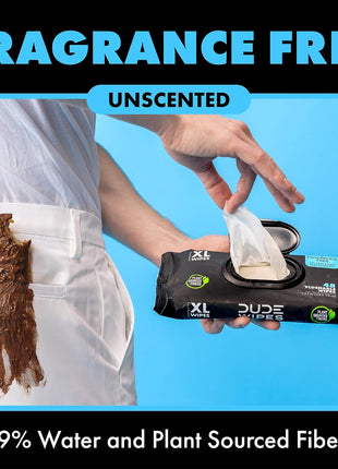 DUDE Wipes On-The-Go Flushable Wipes - 1 Pack, 30 Count - Unscented Extra-Large Individually Wrapped with Vitamin E & Aloe - Septic and Sewer Safe