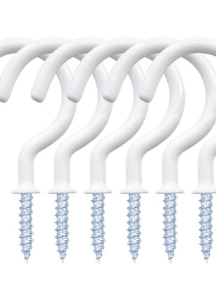 yuntop 12 Pack Vinyl Coated Ceiling Hooks, Multi-Function Wall Hooks for Indoors Outdoors (White, 1-1/4 Inch)