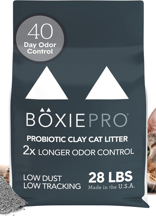 Boxie Probiotic Cat Litter, 40 Day Odor Control, Clumping Clay Kitty Litter, Odor Eliminating Probiotics, Dust-Free, No Fragrances No Fillers, 16 lb