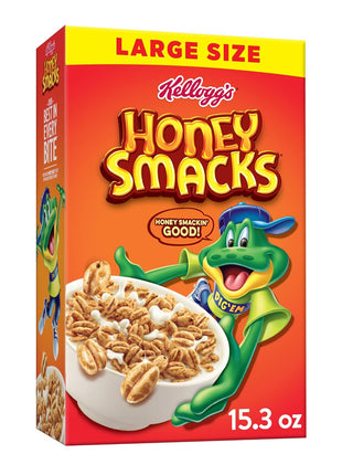 Kellogg's Honey Smacks Breakfast Cereal, Made with Whole Grain, Kids Snacks, Large Size, Original, 15.3oz Box (1 Box)