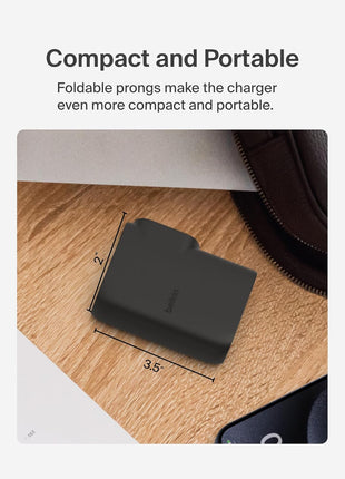 Belkin Hybrid Power Bank 5K + Wall Charger 25W - 2-in-1, Portable Battery w/USB-C Port & USB-A Port - Travel Essential - Apple iPhone 17, Air, Pro, Pro Max, AirPods, Apple Watch - Black