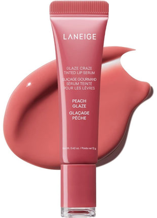 Laneige Glaze Tin Trip Serum, Peach Glaze, 0.4 oz (12 g), Lip Balm, Lip Mask, Moisturizer, Korea