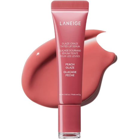 Laneige Glaze Tin Trip Serum, Peach Glaze, 0.4 oz (12 g), Lip Balm, Lip Mask, Moisturizer, Korea