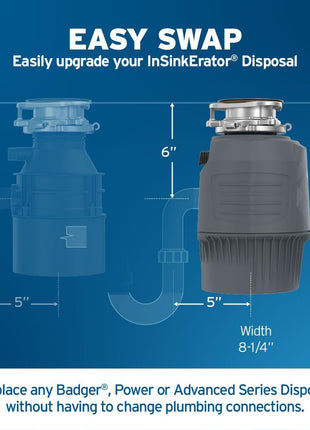 InSinkErator EVOLUTION 0.75HP 3/4 HP, Advanced Series EZ Connect Continuous Feed Food Waste Garbage Disposal, Gray