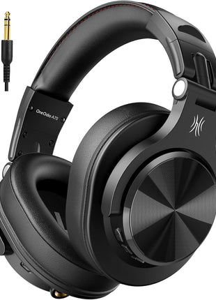OneOdio A70 Bluetooth Over-Ear Headphones, Hi-Res Wired DJ Studio - Black | Wireless over-ear headphones with 72H playtime, 3.5mm/6.35mm wired jacks for studio monitoring, mixing, guitar, amp and PC