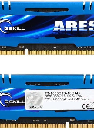 16GB G.Skill DDR3 PC3-12800 1600MHz Ares Series Low Profile CL9 (9-9-9-24) Dual Channel kit 2x 8GB