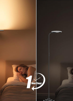 36W LED Floor Lamp, Super Bright Standing Lamp, Modern Stepless Dimmable Torchiere Tall Lamp with Remote Control, 350°Rotating Head Reading Floor Lamp for Living Room, Bedroom, Office