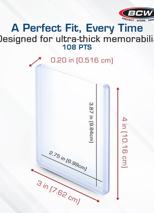 BCW 108 PT. Thick Card Topload Holder - Pack of 1 | Durable Rigid PVC Toploader | Toploaders for Memorabilia, Jersey, Patch, and Relic Cards