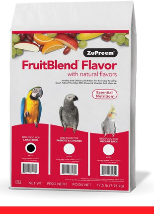 ZuPreem FruitBlend Bird Pellets, Daily Bird Food for Amazon, Cockatoo, Macaw, Core Nutrition for Large Birds, Made in USA, Pellets for Large Birds, Macaw Food (L, 3.5 lbs)
